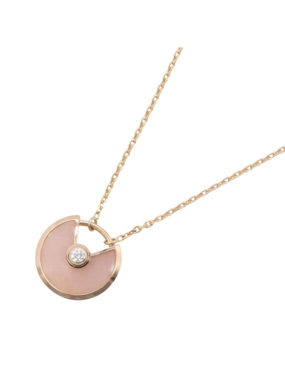 Cartier Necklace Amulette Pink Pearl 41.5 18k Gold Diamond